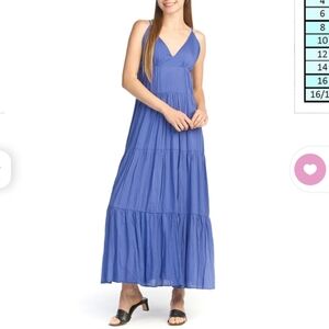 NWT Papillon Elegant Blue Deep Tiered Maxi Dress Size XL